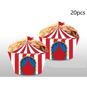 10Set Circus Carnaval Cupcake Wrapper Toppers Baby Shower Kids Gunsten Papier Wrappers Toppers Gelukkige Verjaardag Feestartikelen