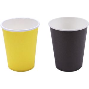 40 Paper Cups (9Oz) - Plain Effen Kleuren Verjaardagsfeestje Servies Catering (Zwart & Geel)
