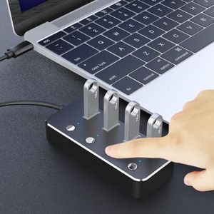 Led-indicatoren Huis Aluminium Legering 4-Poort Voeding Extender Draagbare Schakelaars Pc Usb Hub Laptop Notebook Hoge Snelheid splitter