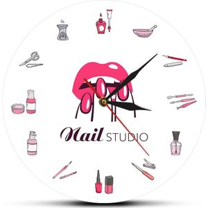 Beauty Nail Studio Wandklok Nail Salon Decoratieve Stille Muur Horloge Mode Muur Art Meisje Kunstenaar Idee