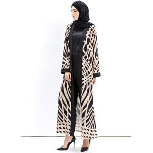 Mode Moslim Abaya Print Volledige Jurken Katoen Vest Kimono Lange Gewaad Toga Tuniek Midden-oosten Ramadan Islamitische Gebed Kleding