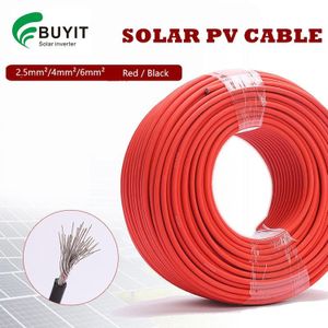 Solar Pv Kabel 10M/Roll Solar Kabel Draad 1500V 4mm 2/ 6mm2(12/10AWG) pv Cabel Rode En Zwarte Kabel Jas Met Tuv Goedkeuring