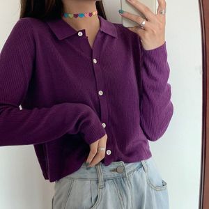 Polo Kraag Vest Jas Vrouwen Gebreide Lente Koreaanse Knit Vesten Crop Gebreide Zachte Trui Voor Vrouwen