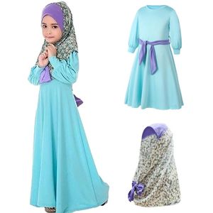 Tweedelige Sets Bloem Meisje Jurk Moslim Kind Abaya Moslim Hijab Jurken Jilbab Niqab Boerka Khimar Amira Islamitische Kaftan Gebed