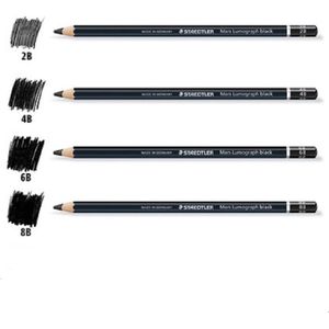 Staedtler 100B Tekening Schilderen Schets Potlood Houtskool 2B/4B/6B/8B Etc. Potloden 12Pcs