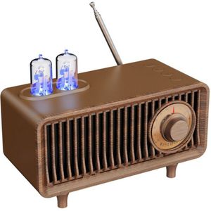 Hout Retro Radio Draadloze Bluetooth Speaker Subwoofer Muziekspeler Met Led Light Ondersteuning Handsfree Tf Card U Disk