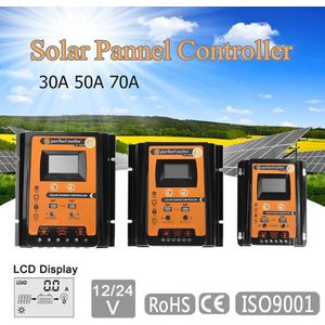 30A/50A/70A 12V 24V Pwm Auto Solar Lading Ontlading Controller Met Lcd Batterij Mobiele Panel regulator Pv Thuis
