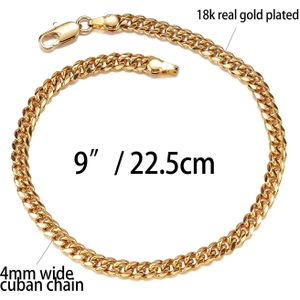4Mm Breed Cubaanse Link Chain Gold Kleur Enkelband, dikke 9 10 11 Inches Enkelband Voor Vrouwen Mannen Waterdichte