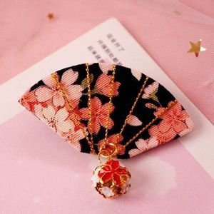 Vintage Vrouwen Lolita Sakura Fan Vormige Kleine Bel Haarspeld Leuke Hoofddeksels Voor Kimono Lolita Jurk Haar Accessoires Haar Pin