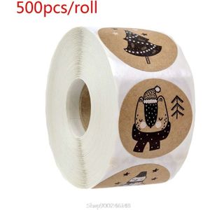 500Pcs/Roll Kerst Stickers Boom Sneeuwpop Dieren Decoratieve Seal Label Voor Scrapbooking Briefpapier N10 20