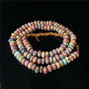 Nepal Handgemaakte Acient Glas Kleurrijke Regenboog Schijf Kralen Strand Tibetaanse Lampwork Kralen Ketting TSB0003