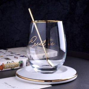 Creatieve Kleurrijke Glas Koffie Mok Wijn Cocktail Whisky Glas Thee Kop En Schotel Sets Transparante Borrelglaasjes Tumbler Cups