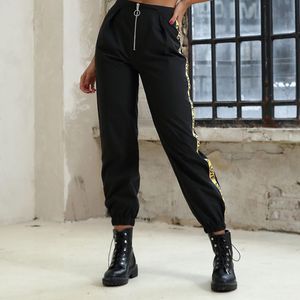 Mode Casual Vrouwen Zakken Effen Kleur Sport Joggers Cargo Broek Dames Streetwear Losse Enkel Stropdas Broek