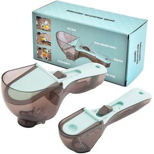 1Pc Kleine 1Pc Grote Keuken Tool Plastic Schaal Maatlepel Verstelbare Maatlepel Pak Bakken Gereedschap Lepel Voedsel schaal