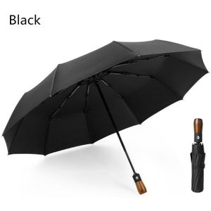 210T Opvouwbare Paraplu Regen Vrouwen Mannen Vintage Houten Handvat Parasol Winddicht 10 Ribben Anti Uv Golf Paraplu UPF50 +