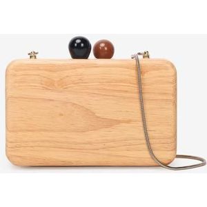lente en zomer hout serie kraal vierkante doos schoudertas diagonaal hout avond clutch handtas