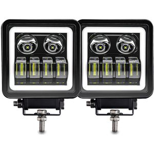 Led Rijden Licht 4 Inch 5 Inch Wit Halo Werk Licht Led Lens Angel Eyes Offroad Led Extra Verlichting Fit voor 4X4 Truck Uaz Atv