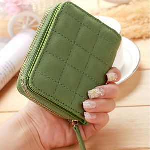 Vrouwen Dames Solid Folding Wallet Leather Zip Plaid Portemonnee Clutch Kleine Mini Kaarthouder Vrouwelijke Tas