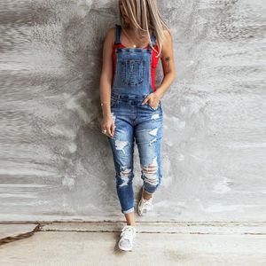 Jean Gat Jumpsuits Mode Vrouwen Dames Baggy Denim Jeans Bib Volledige Lengte Algehele Solide Losse Causale Jumpsuit Broek Playsuit