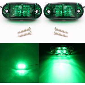 2 Stuks 12V / 24V Led Zijmarkeringslichten Auto Externe Lichten Waarschuwing Achterlichten Trailer Lichten Truck auto Vrachtwagen Lamp Groen