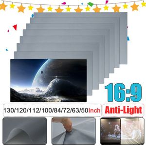 16:9 Draagbare Opvouwbare Anti-Licht Projector Screen 3D Home Cinema Hd 1080P Projectiescherm 50/60/63/72/84/100/112/120/130 Inch