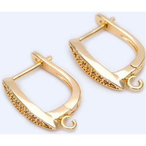 10 Pcs Cz Verharde Gold Klik-In Stijl Lever Terug Earring Wires Met Open Jump Ring, oorbel Bevindingen (GB-1198)