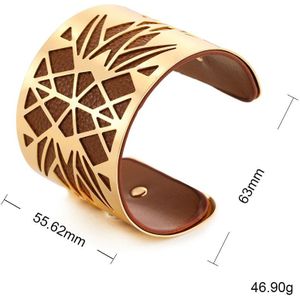 Teamer Georgette Armbanden Vrouwen Hollow Geometrische Manchet Armband Mannen Zwart Rood Pu Leer Brede Armband Indian Sieraden