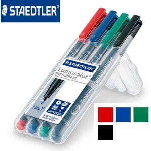 Staedtler 318-WP4 Lumocolor Permanente Marker Pen Fine Point 0.6mm Universele Pennen Verf Schrijven voor CD Papier Hout Multipurpose