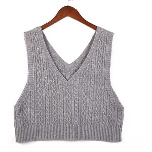 Herfst Vrouwen V-hals Losse Gebreide Vest Vrouwen Japanse Lui Trui Vest Kleine Geur Jk Vest Bovenkleding