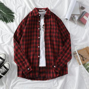 Mannen Shirt Lange Mouw Big Size Casual Losse Herfst Plaid Kleding Heren Shirts Harajuku Streetwear Vintage Kleding Zachte