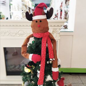 Leuke Xmas Kerstboom Toppers Hugger Ornament Met Hoed Lange Sjaal Buigbare Arm Voor Thuis Winkelcentrum Feestartikelen Decor