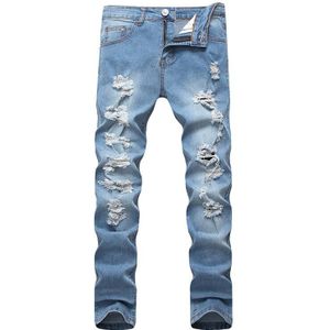 Retro Jeans Plus Size Hip Hopdesig Mannen Straight Leg Brand Straight Ripped Verontruste Moto Bike Vat Jeans