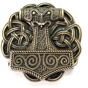Antiek Brons Viking Hamer Riem Gesp Ronde Nordic Mythologie Riem Gesp Vintage Heren Jeans Accessoires Voor 4Cm Breedte Riemen