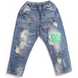 Lente Kinderen Gebroken Gat Broek Jongens Capri Jeans Meisjes Broek Jeans Kids Teens Kleding Leuke Liefde Hart Brief broek