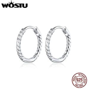 Wostu Echt 925 Sterling Zilveren Cirkel Oorringen Weven Geometrie Ol Stijl Grote Oorbellen Voor Vrouwen Unieke Sieraden CQE841