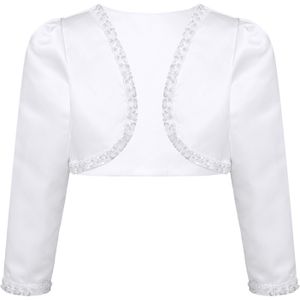 Kids Meisjes Bruiloft Bloem Meisjes Jas Jas Lange Mouwen Open Voorzijde Bolero Parels Pailletten Kralen Bolero Vest Jurk Wrap