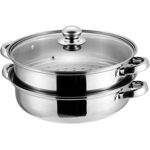 Stainless Steel Steamer Set Double Layer/Tier Four-ear Steamer Food Pot Supplies Steaming Pot
