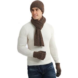 XPeople Touch Screen Unisex Cable Knit Winter Koud Weer Knit Sjaal Muts Handschoenen Set Fleece Gevoerde Schedel Cap Voor mannen Vrouwen