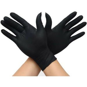 50 Stuks Zwarte Wegwerp Nitril Handschoenen Olie Proof Waterdichte Multipurpose Reiniging Wassen Handschoenen-Maat Sml Xl
