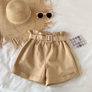 Elegante Katoen Shorts Womens Zomer Wilde Leisure Bead Bud Wijde Pijpen Shorts Hoge Taille Afslanken Shorts Met Een riem