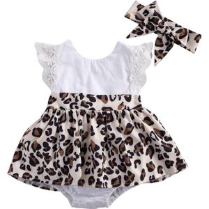 Baby Zomer Kleding Pasgeboren Baby Baby Meisje Romper Jurk Kleding Mouwloze Luipaard Gedrukt Tutu Jumpsuits 0-24M