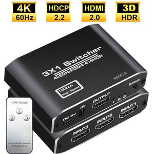Navceker 4K 60Hz Mini 3 Port Hdmi Switch 2.0 4K Switcher Hdmi Splitter 1080P Hdr 3 in 1 Out Poort Hub Voor Dvd Hdtv Xbox PS3 PS4