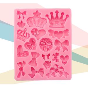 Vele Crown Strik Vorm 3D Fondant Cake Silicone Mold Voor Polymer Clay Mallen Keuken Chocolade Gebak Snoep Maken Gereedschap