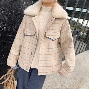 Mishow Atumn Winter Apricot Plaid Wollen Jas Vrouwen Causale Lamswol Revers Single-Breasted Jas Tops MX19D9585