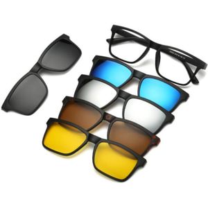 5 stk/set Magnetische Clip Zonnebril Vrouwen Bril met Magnetische Clip op Zonnebril Gepolariseerde Mannelijke Multifunctionele Eyewear