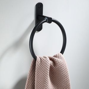 Zwart Roestvrij Aluminium Handdoek Ring Houder Badkamer Accessoires Set Opslag Rack Organizer Douche Plank Home Decor