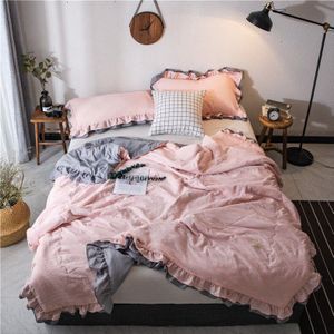 Zomer Gewassen Katoen Airconditioning Quilt Zachte Ademende Deken Dunne Effen Kleur Dekbed Bed Cover Sprei Bed