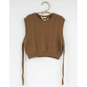 Winter Lente Basic Wear Tops Gebreide Trui Vrouwen Mode Mouwloos Vest Bruin Breien Vest Korea Stijl 9802