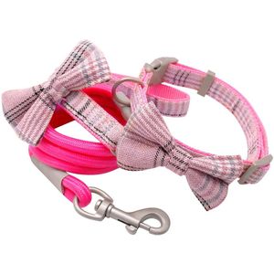 Halsband En riem Set Leuke Bowtie Honden Halsbanden Met Pet Wandelen Leash voor Small Medium Honden Verjaardag Bruiloft accessoire