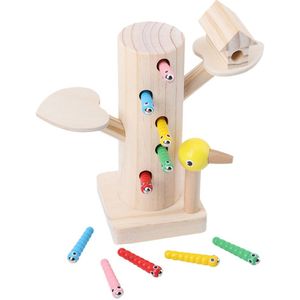 1 Set Specht Catching Toy Cartoon Houten Worm Catching Game Sets Speelgoed Rups Hersenen Spel Voor Kinderen Kinderen Peuter